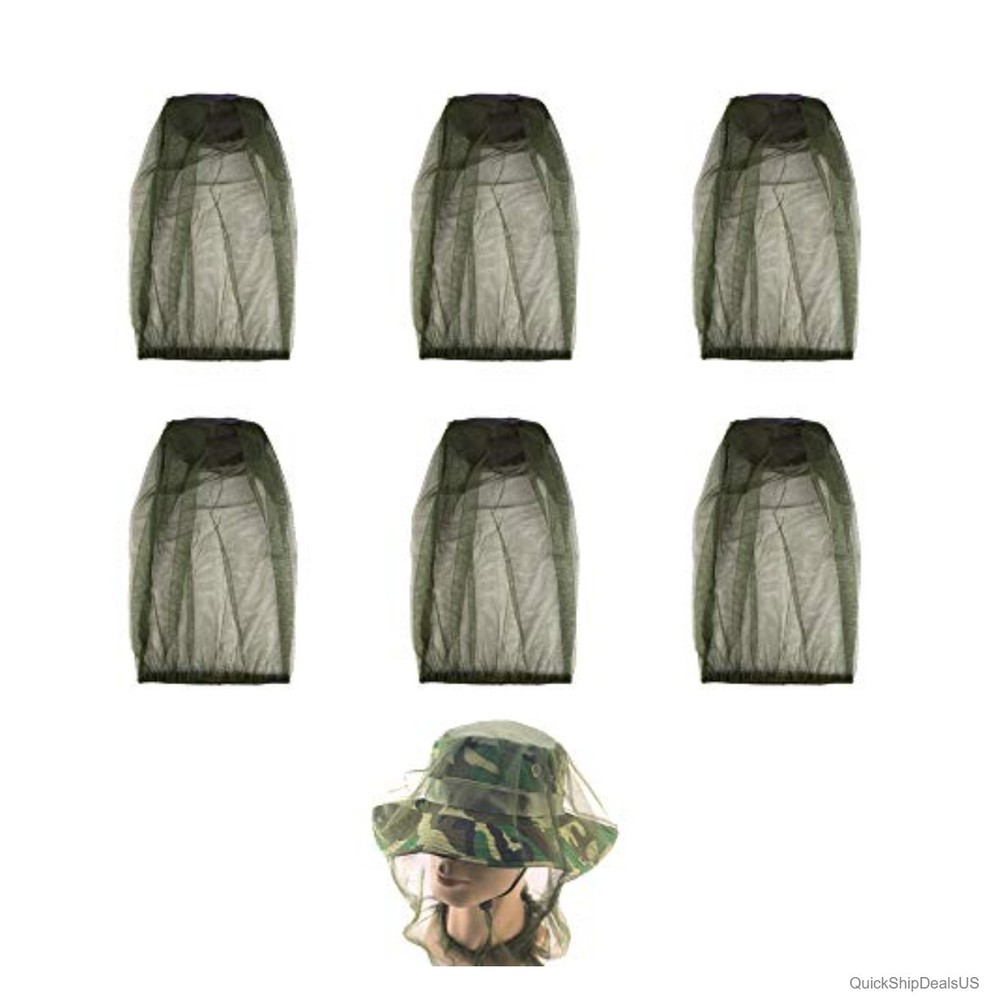 Mosquito Head Net 6 Pack Fine Mesh Face Mask Hat Cover Camping Hiking Fishing
