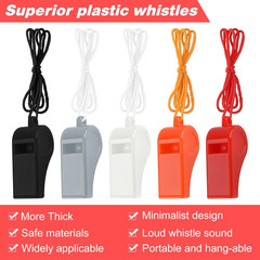 5 Pcs Referees Loud Plastic Emergency Whistle with Lanyard for Outdoor Activitie