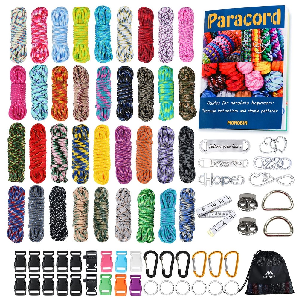 MONOBIN Paracord, 550 Paracord Combo Kit with Instruction Small, 36 Colors-a
