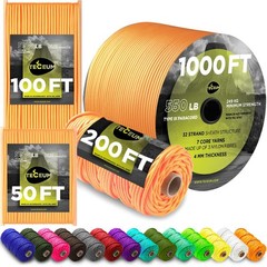 Teceum Paracord Type Iii 550 Apricot 100 Ft 4Mm Tactical Rope Mil-Spec Outdoor
