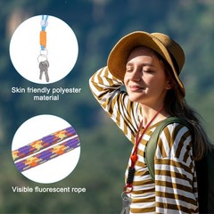 2 Pcs Paracord Lanyard Necklace, Lanyard Split Ring, Yellow & Purple & Orange