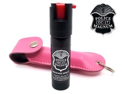 Police Magnum pepper spray .75oz pink keychain holster self defense protection