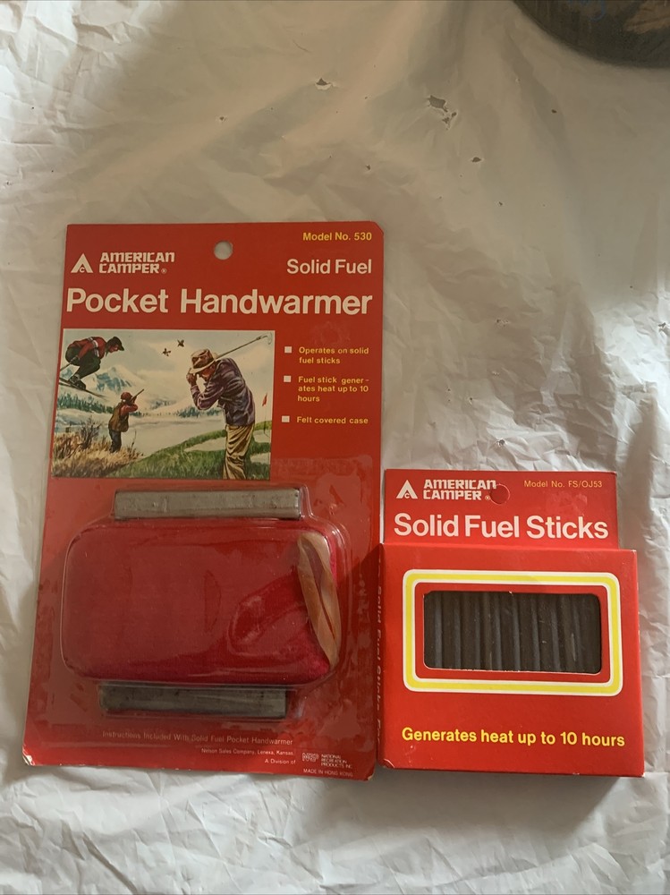 2 American Camper Pocket Hand warmers #530/ And FSOJ53 Solid Fuel Sticks