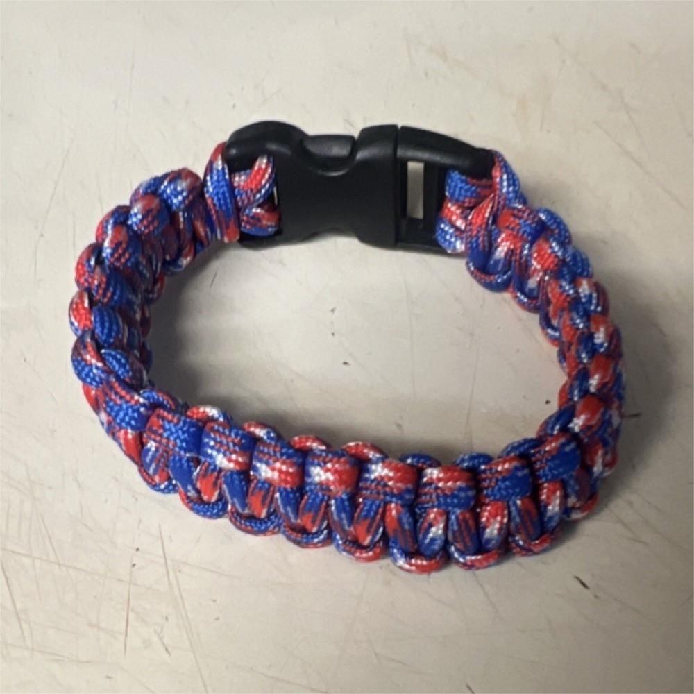 Adjustable Paracord Bracelet Blue Red White Nylon for Camping Hiking Backpacking