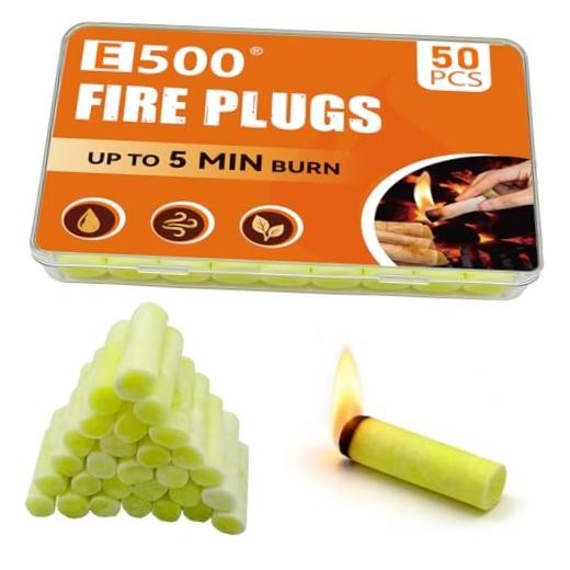 50 Pack Fire Plugs, Emergency Waterproof Fire Starter Plug | Odorless Yellow