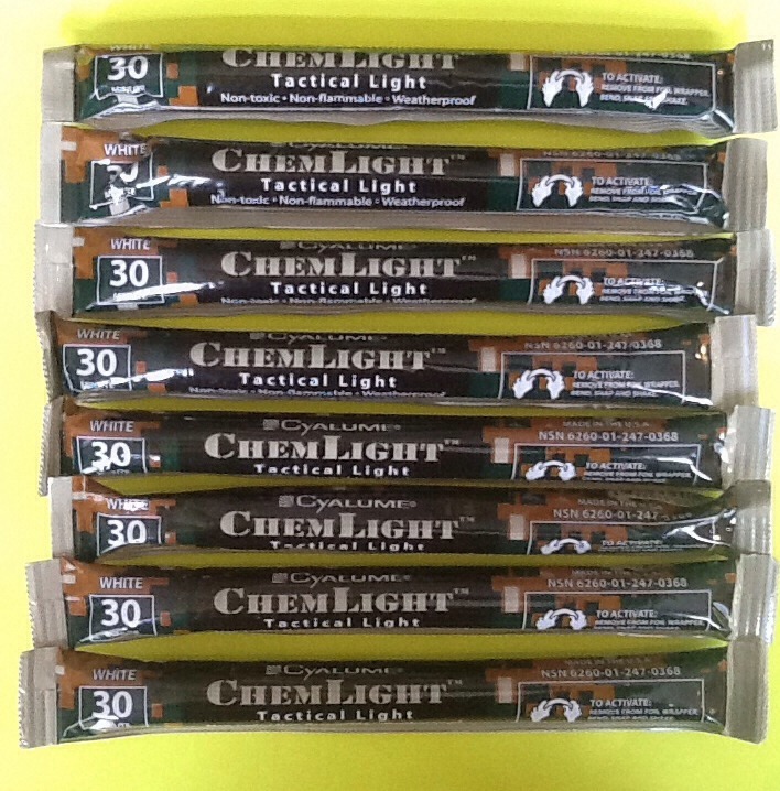 Lot of 8 White Cyalume Light Sticks Emergency Survival Prepper Bug Out EXP 2023