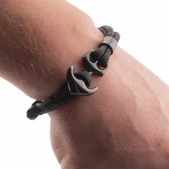Practicalix Black Anchor Maritime Nautical Wrap Bracelet Adjustable USA Paracord
