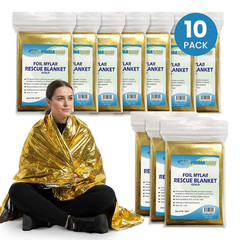 Primacare FB-6831 Emergency Mylar Thermal Blankets – 10 Pack, 62″ X 82″, Gold –