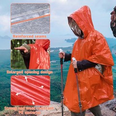 4 Piece Emergency Survival Poncho, Emergency Rain Poncho, Rescue Blanket Bivouac Bag, Emergency…