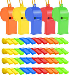 48Pcs Plastic Whistles, Sports Whistle Bulk with Lanyard | Super Loud Training S