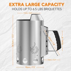 Heavy Duty Deluxe Stainless Steel Charcoal Chimney Starter