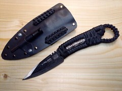 Survival Knife Reversible ABS Sheath Fire Starter Matching Keychain Zipper Tag
