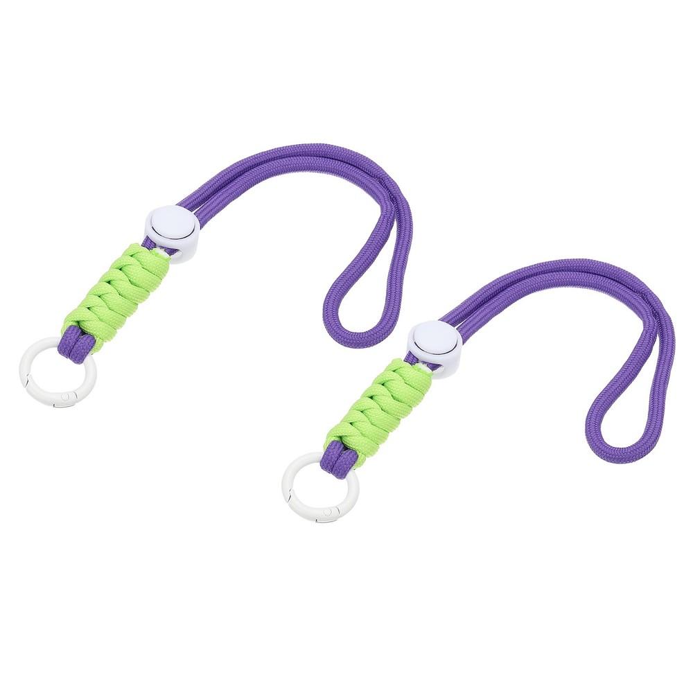 2Pcs Paracord Lanyard Keychain with Spring Ring, Purple