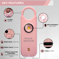 Police Magnum Personal Safety Alarm siren & Flip Top Pepper Spray Combo- Pink