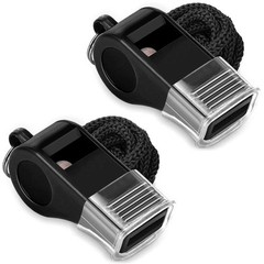 Hipat Whistle, 2 Packs Plastic Sports Whistles with Lanyard, With Mouth Grip