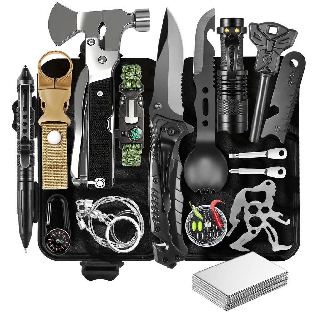 Survival Gear Kit for Men 27in1 Complete Tools & Camping Accessories for Hiki…