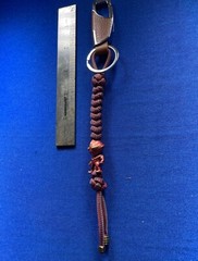 paracord keychain. backpack or jacket zipper pull. Maroon lanyard w/Alien bead