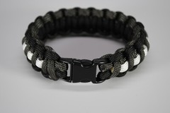 550 Paracord Survival Bracelet Cobra Thin Line Black/Gray/White Made in the USA