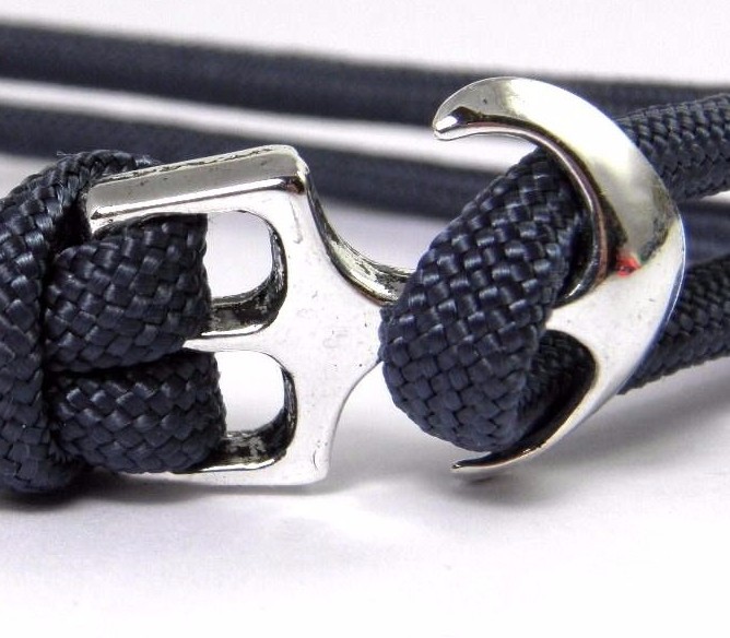 Anchor Bracelet-Paracord Bracelet-Surfer Bracelet-Adjustable-Accent Colors-Handmade