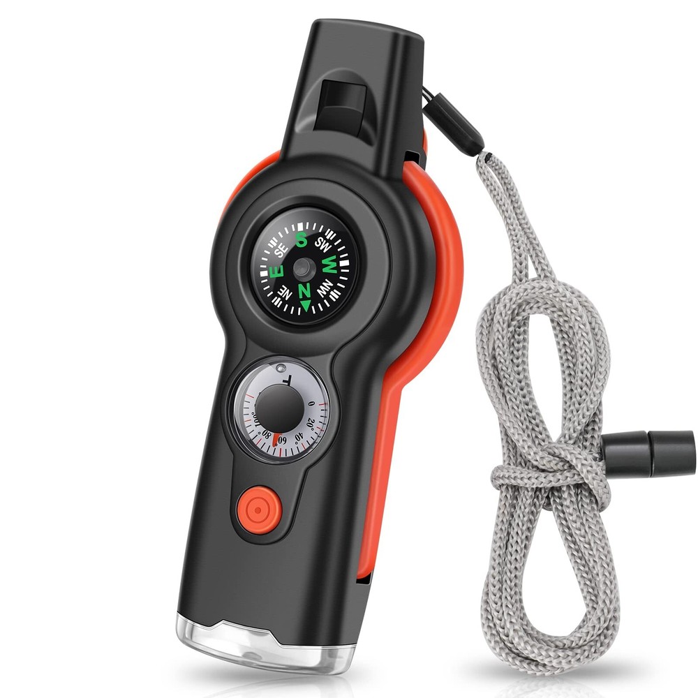 7-in-1 Emergency Survival Function Whistle, Outdoor Multifunctional Tool Safe…