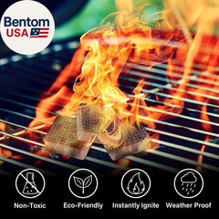 Fire Starter, 64 Mini Square, Natural Fire Starters for BBQ, Campfire, Fireplace
