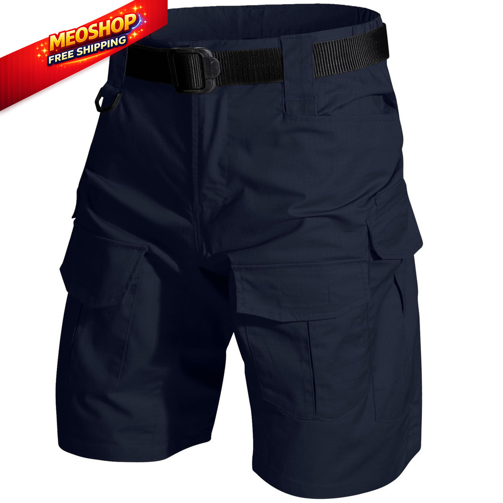Mens Cargo Tactical Shorts Hiking BDU Wear Resistant Rip Stop 40, Navy Blue