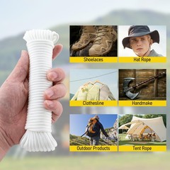 550 Paracord Nylon Rope 50ft – 600lb Breaking Strength – 7-Strand White Parac…