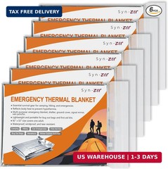 6 Pack Thermal Mylar Emergency Blankets 82×52 Camping Hiking First Aid Car Gear