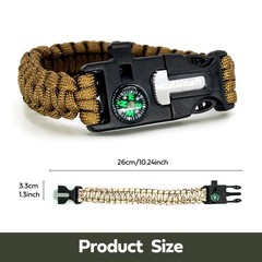 Survival Bracelet,Practical Five Functions, Fire Starter, Loud Whistle, Relia…
