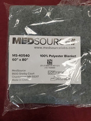 MEDSOURCE MS-40540 Emergency Blanket,Gray,60In x 80In