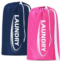 Sylfairy 2 Pack XL Laundry Bag with Strap,Heavy X-Large, Rose red+Navy blue