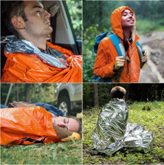 8 Pcs Outdoor Emergency Poncho Raincoat, Survival Camping Bivvy Blanket Whistle