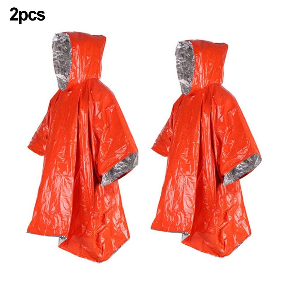 For Extreme Cold Survival Set Of 2 Orange And Green Thermal Rain Coat Poncho