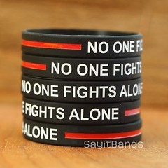 Custom Debossed Color Filled Thin Blue Line Wristbands Lot, or Red, Green, White