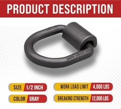 (12 Pack) 1/2″ Heavy Duty Weld-On Forged D Ring 12,000 Lbs 12 – Pack