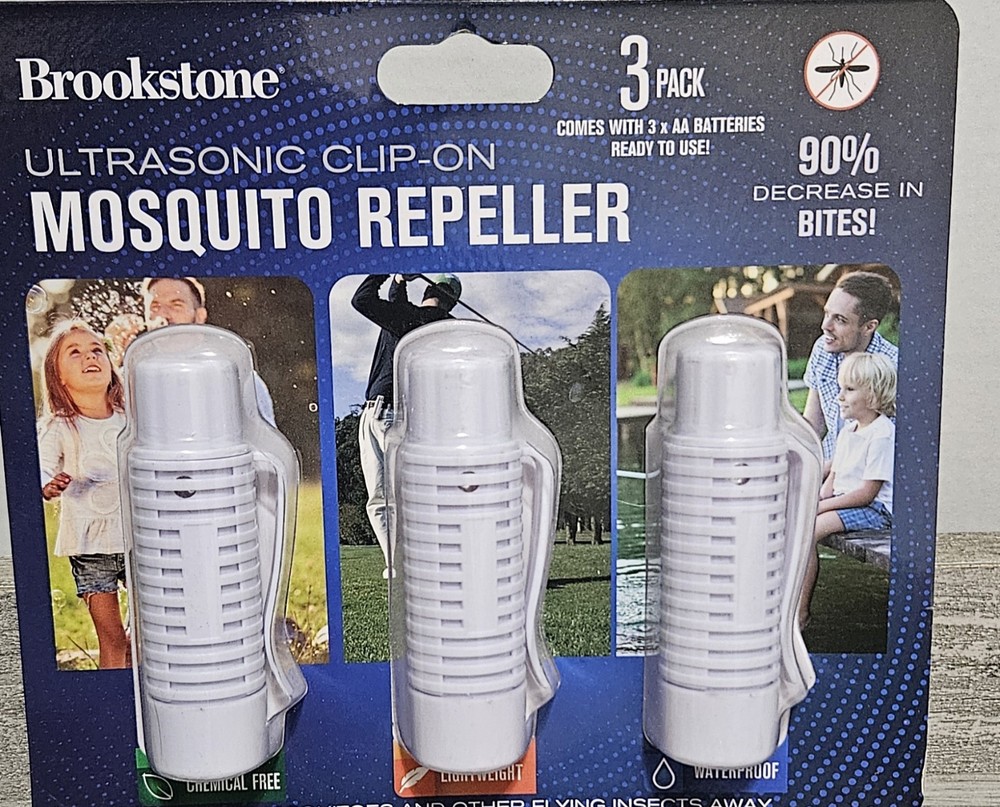 Brookstone 3-pack of Ultrasonic Clip-On Mosquito Repellers.
