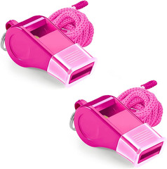 Whistle for Coaches – Pink Plastic Whistles, with Lanyard and Mouthpiece – Loud