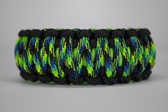 550 Paracord Survival Bracelet King Cobra Black/Lime/Aquatica «Made in the USA»