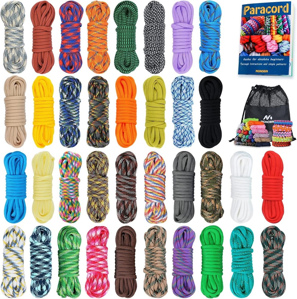 MONOBIN 36 Colors 10ft Paracord 550 Combo kit, Paracord Bracelets Making kit – M