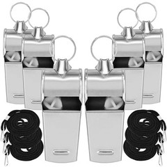 Metal Whistle, Whistles for Adults with Lanyard, 6 Pack Coaches Sport Whistle,