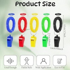 50 Pcs Colorful Plastic Whistles with Bracelet, 120dB Loud Sports Whistles