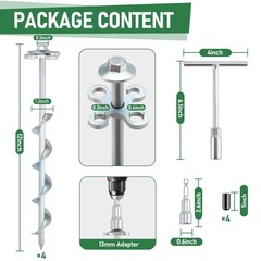 4 Pack Screw In Ground Anchors Heavy Duty Spiral Tent Stakes Silver Set