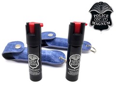 2 Police Magnum pepper spray .75oz denim keychain holster defense protection