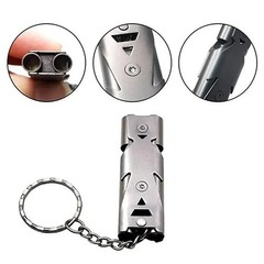 Stainless Steel Survival Whistle Keychain High Decibel Emergency Camping Tool