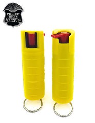 2 Police Magnum pepper spray 1/2oz in refillable yellow molded keychain defense