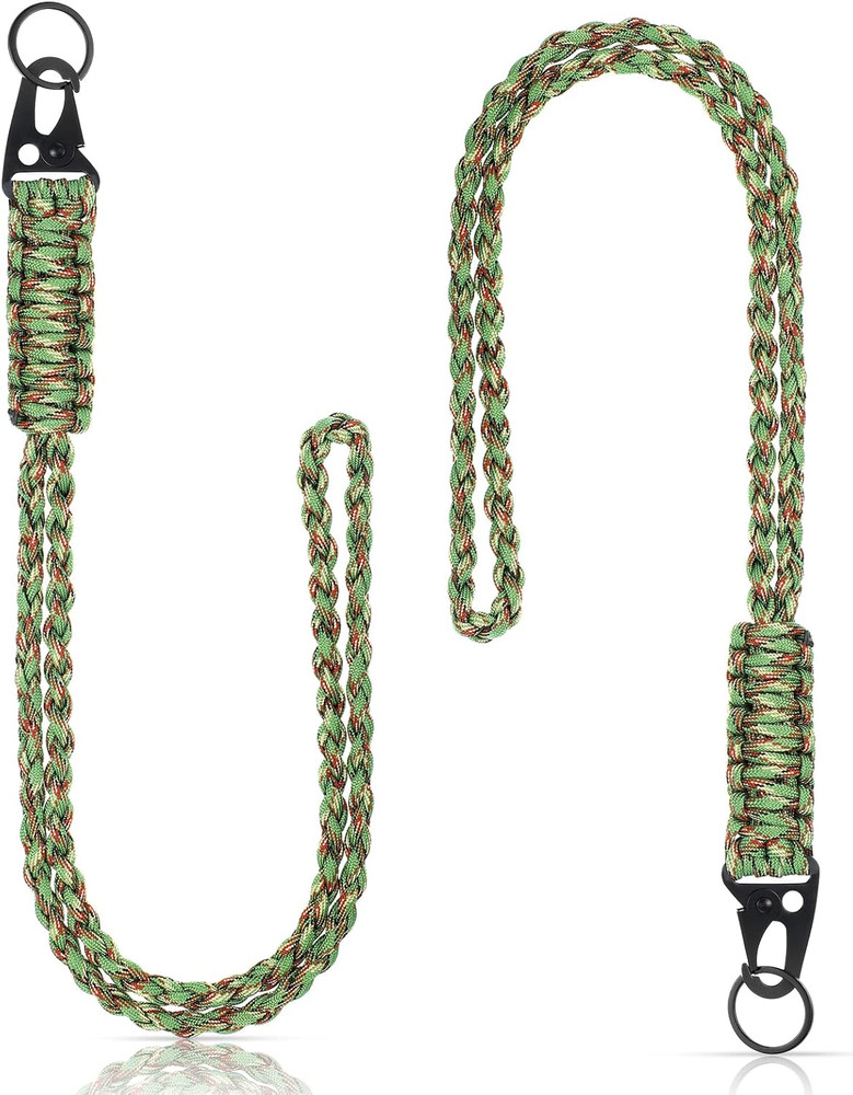 2 Set Heavy Duty Paracord Lanyard Necklace Whistles Strap Braided 550 Keychain L