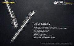 NITECORE NTP30 Tactical Pen Titanium Ti Bidirectional Bolt Action Glass Breaker