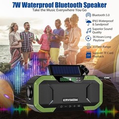 Hand Crank Solar Power Emergency Radio with Waterproof Bluetooth Speaker,Portabl