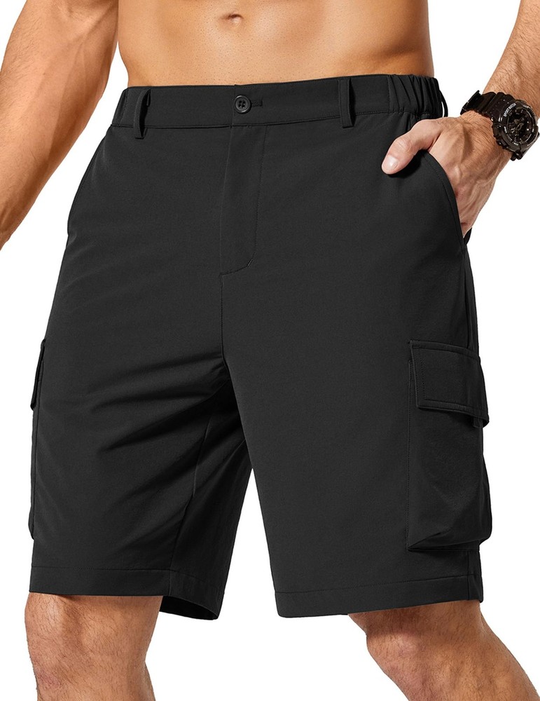 COOFANDY Mens Casual Shorts 9″ Lightweight 5 Pockets Stretch X-Large, Black