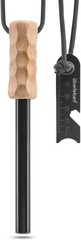 Ferro Rod Fire Starter Tool with Hardwood Handle & Multi-Tool Striker Black